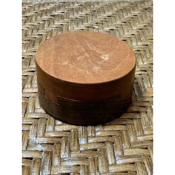 Vintage K. Altman Signed Handmade Wooden Round Puzzle Box - Picture 1 of 8